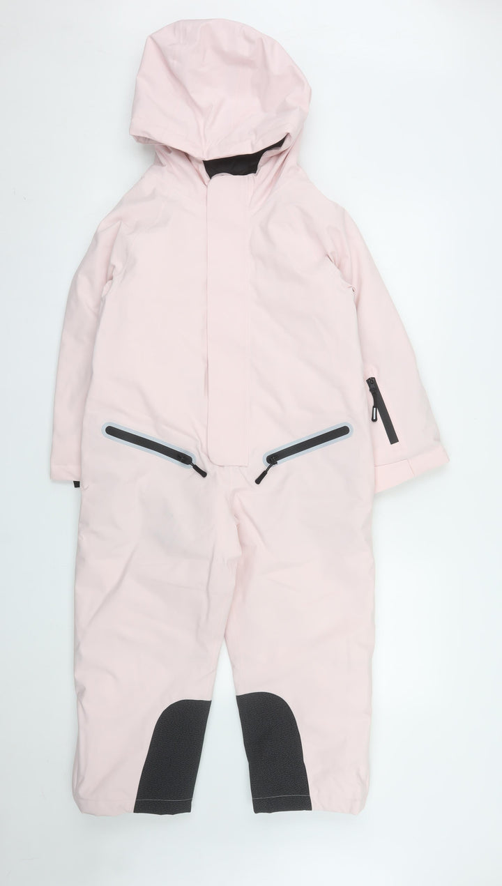 Marks and Spencer Girls Pink Waterproof Hooded Snowsuit 7-8 Years Winter Ski