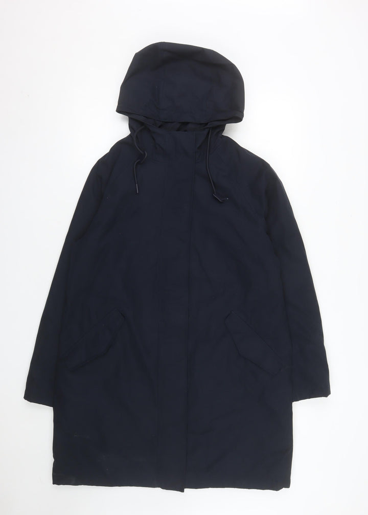Marks and Spencer Womens Blue Hooded Parka Coat Size 10 Long