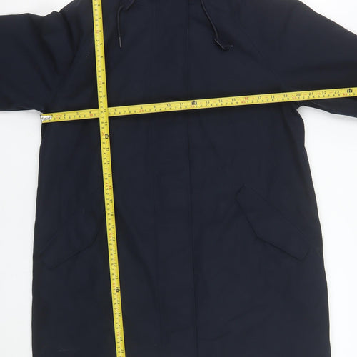 Marks and Spencer Womens Blue Hooded Parka Coat Size 10 Long