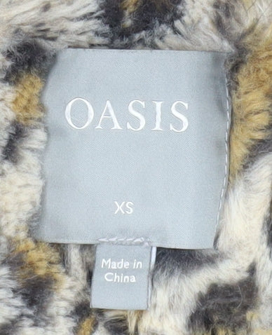 Oasis Women’s Black Fur Trim Parka Coat XS Long Hooded Winter Warm