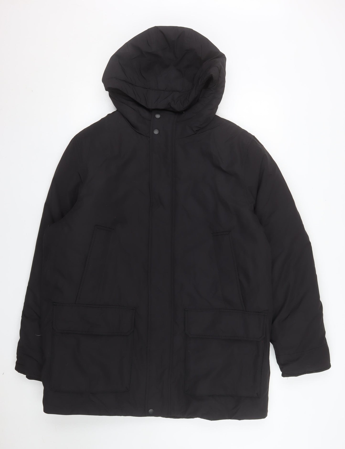 Marks and Spencer Men’s Black L Hooded Parka Coat Size L 41in