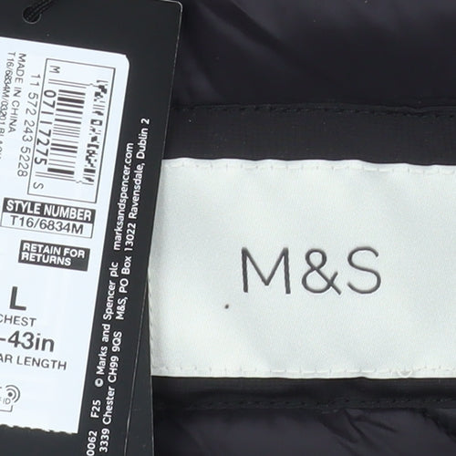 Marks and Spencer Men’s Black L Hooded Parka Coat Size L 41in