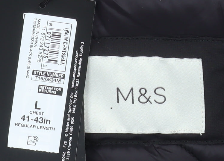 Marks and Spencer Men’s Black L Hooded Parka Coat Size L 41in