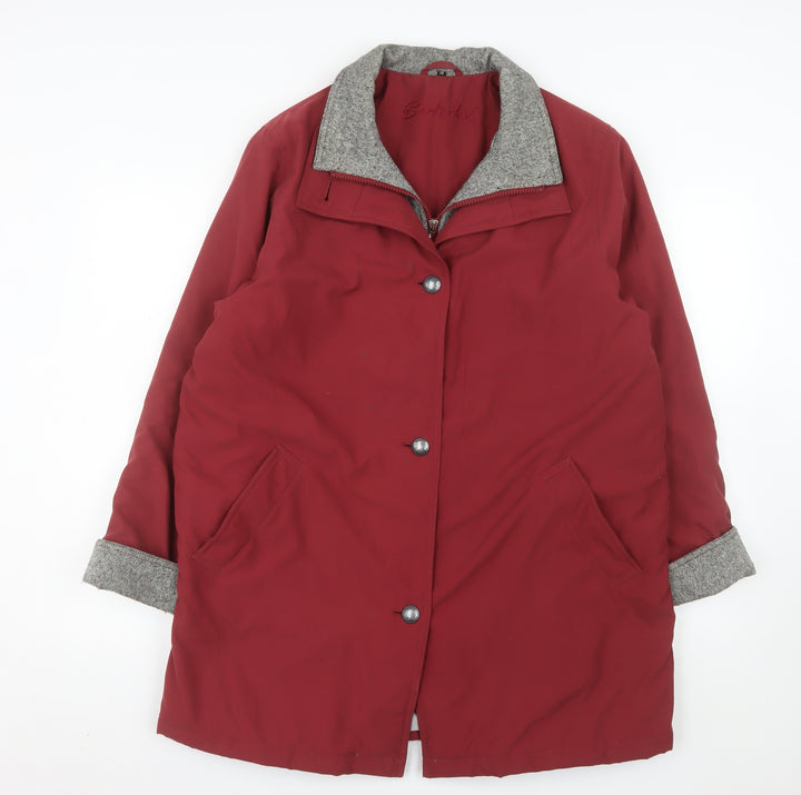 Berkertex Womens Red Mid-Length Overcoat Size 14 Lined Button Classic