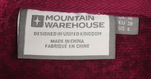 Mountain Warehouse Women Burgundy Roll Neck Pullover Fleece UK 10