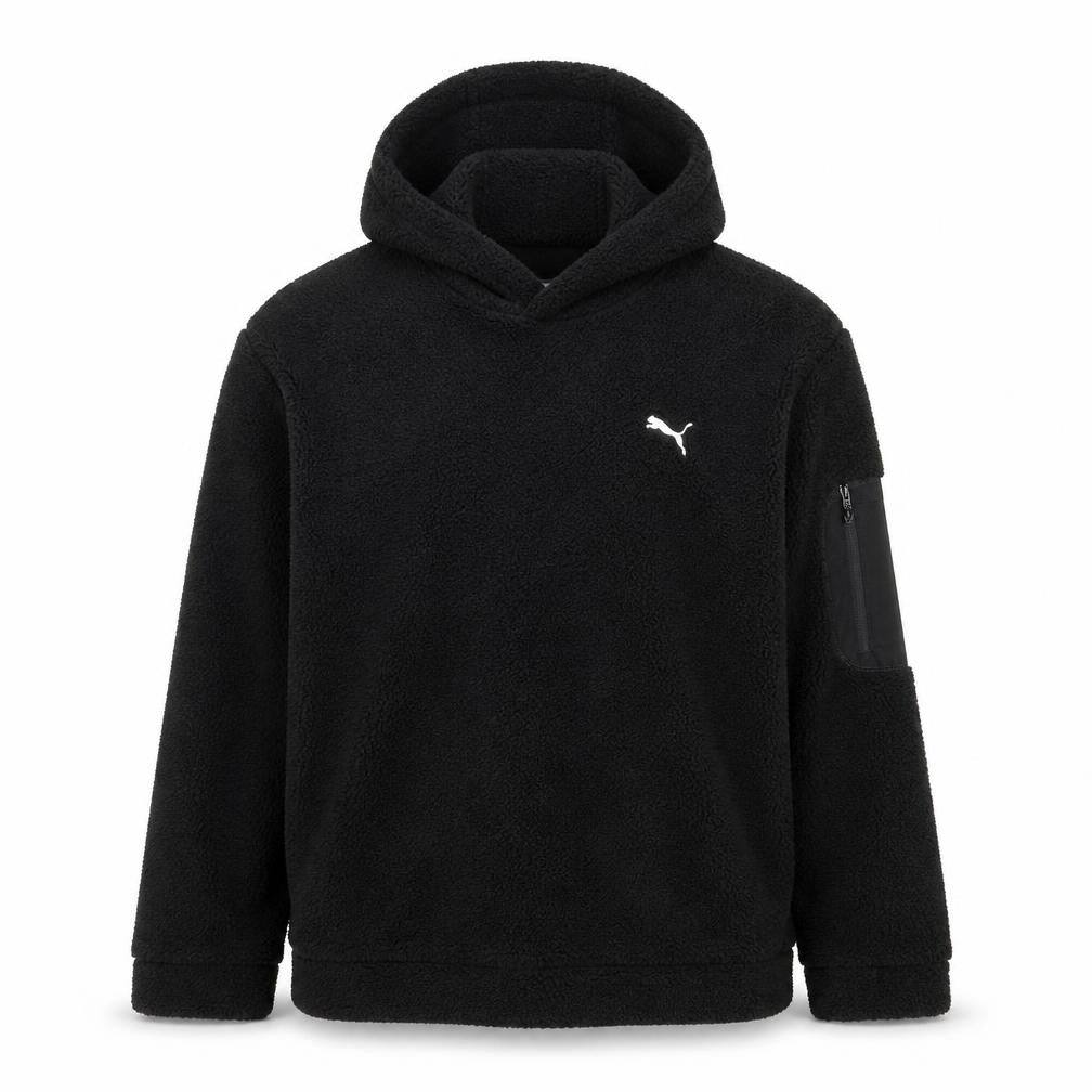 Front view of Puma Men's Black Fleece Pullover Hoodie, size M