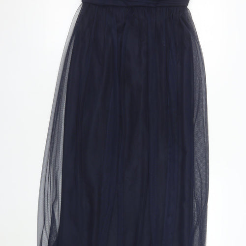 Amsale Women Blue Size 10 Fit & Flare Chiffon Midi Dress