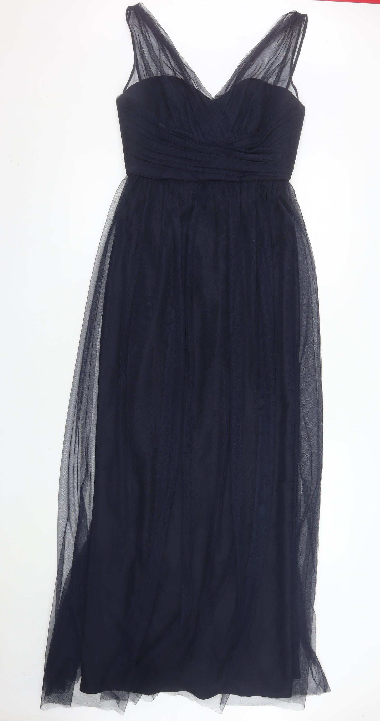 Amsale Women Blue Size 10 Fit & Flare Chiffon Midi Dress