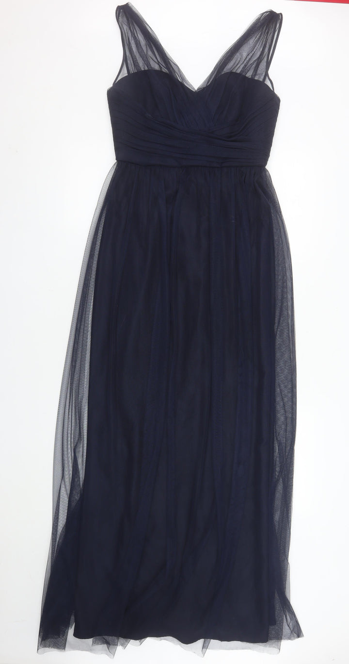 Amsale Women Blue Size 10 Fit & Flare Chiffon Midi Dress