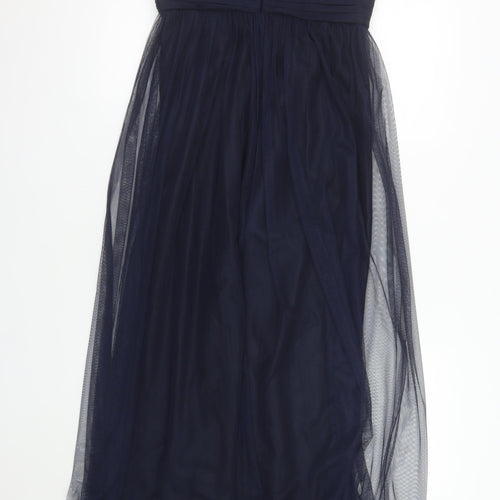 Amsale Women Blue Size 10 Fit & Flare Chiffon Midi Dress