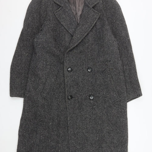 St. Bernard Men's Grey Wool Herringbone Overcoat 40in Classic Long
