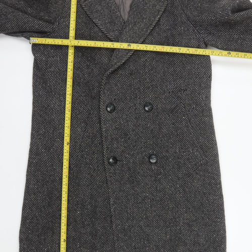 St. Bernard Men's Grey Wool Herringbone Overcoat 40in Classic Long