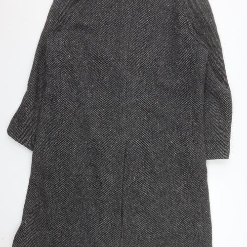 St. Bernard Men's Grey Wool Herringbone Overcoat 40in Classic Long