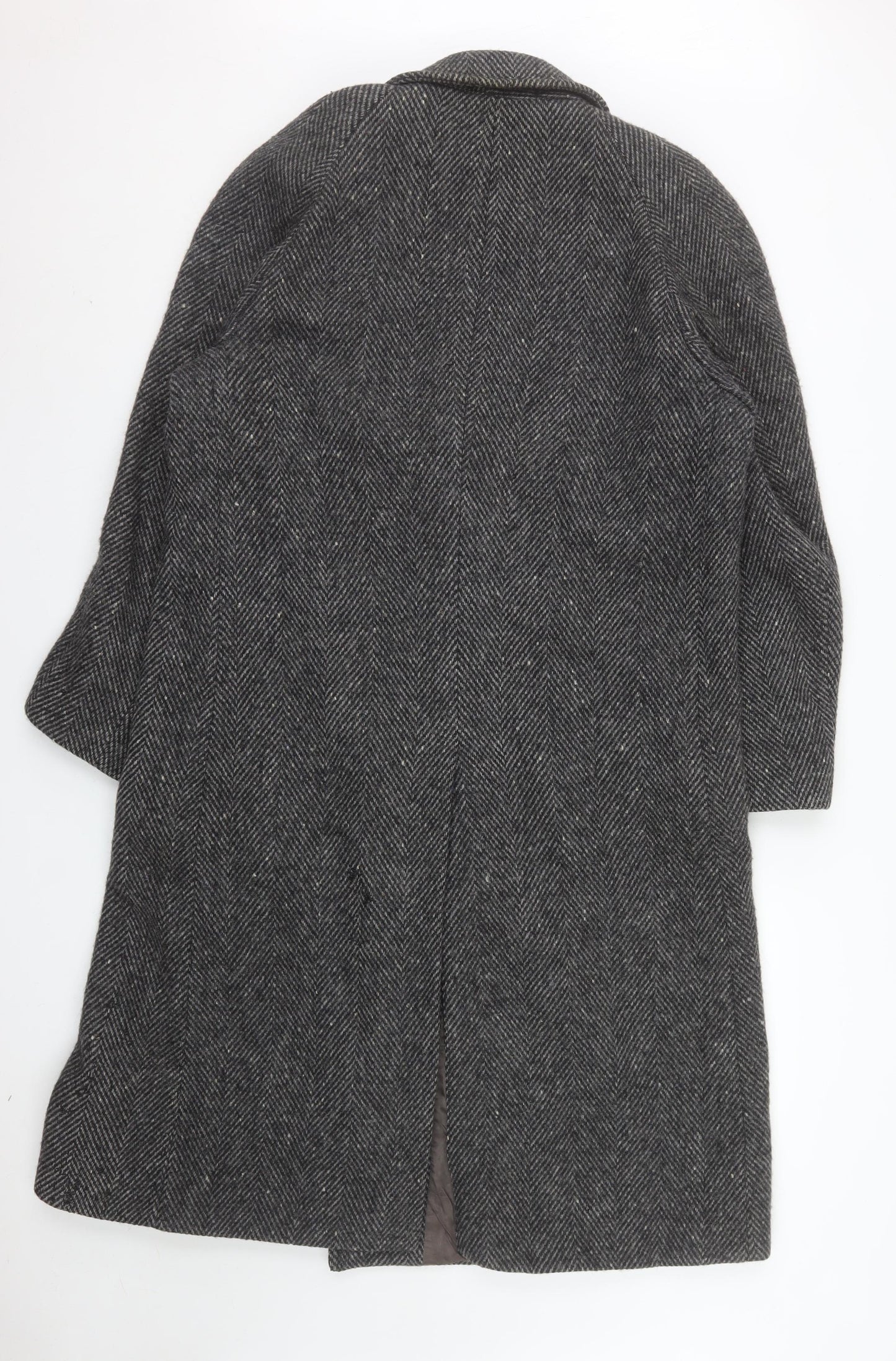 St. Bernard Men's Grey Wool Herringbone Overcoat 40in Classic Long