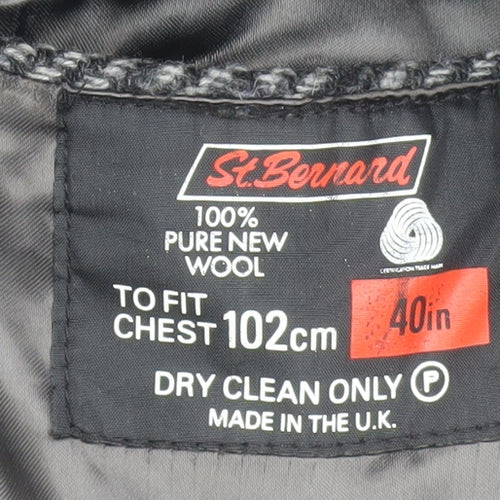 St. Bernard Men's Grey Wool Herringbone Overcoat 40in Classic Long