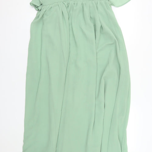 Boohoo Women Green Size 12 Maxi Chiffon Formal Wedding Dress