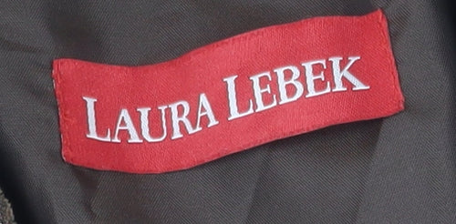 Laura Lebek Women's Brown Floral Velvet Blazer Size 18 Lined Single Breasted