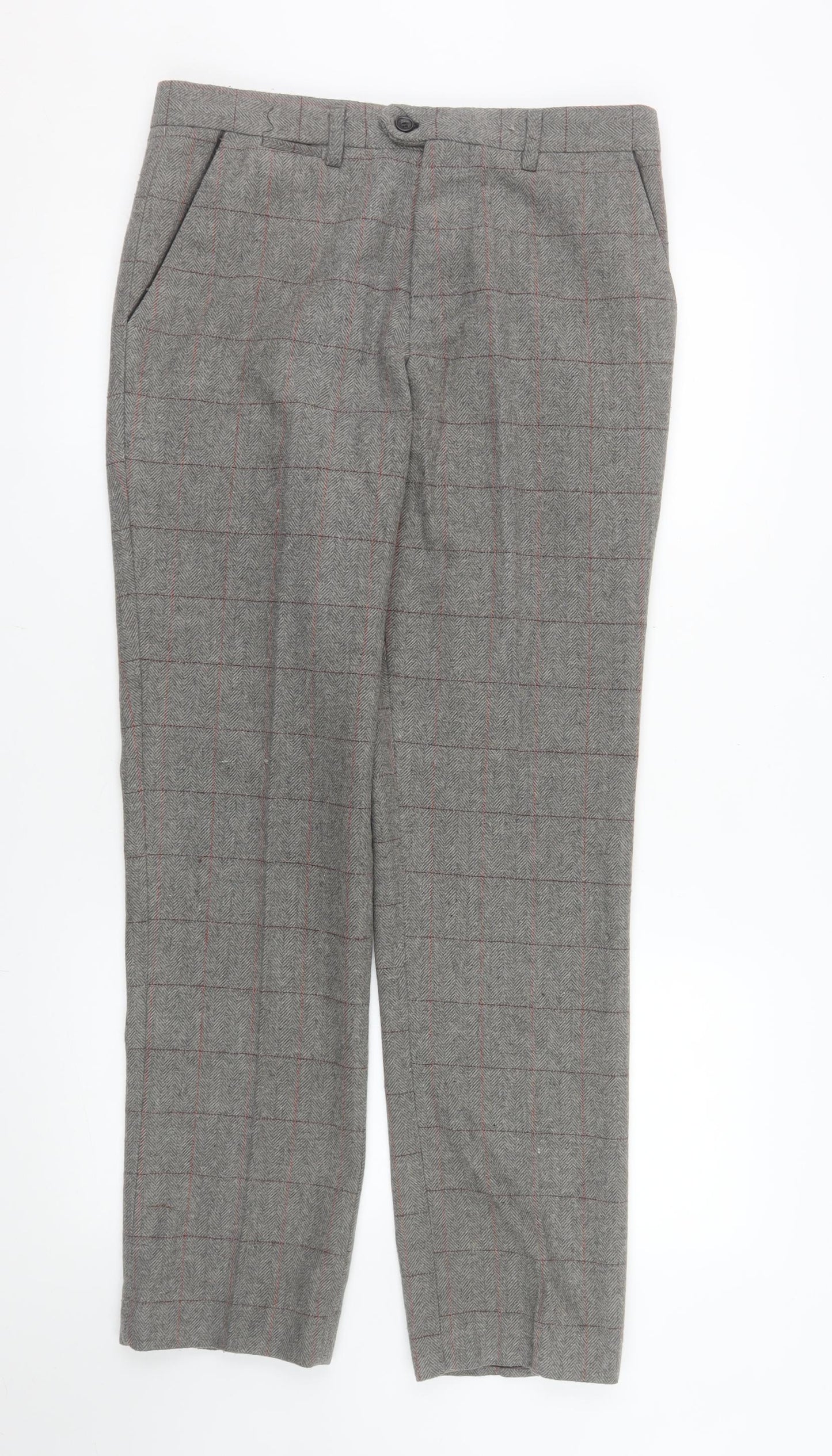 Marc Darcy Womens Grey Check Tweed Dress Pants Size 12 Regular