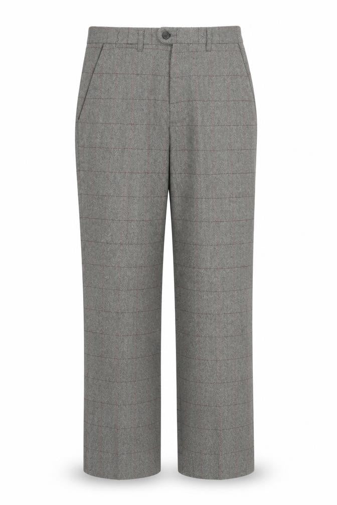Front view of Marc Darcy women’s grey check tweed dress pants, size UK 12, regular