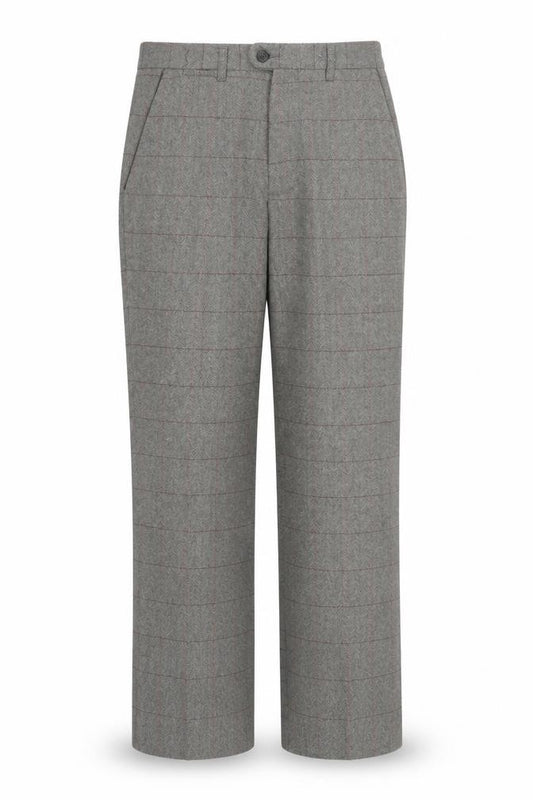 Front view of Marc Darcy women’s grey check tweed dress pants, size UK 12, regular