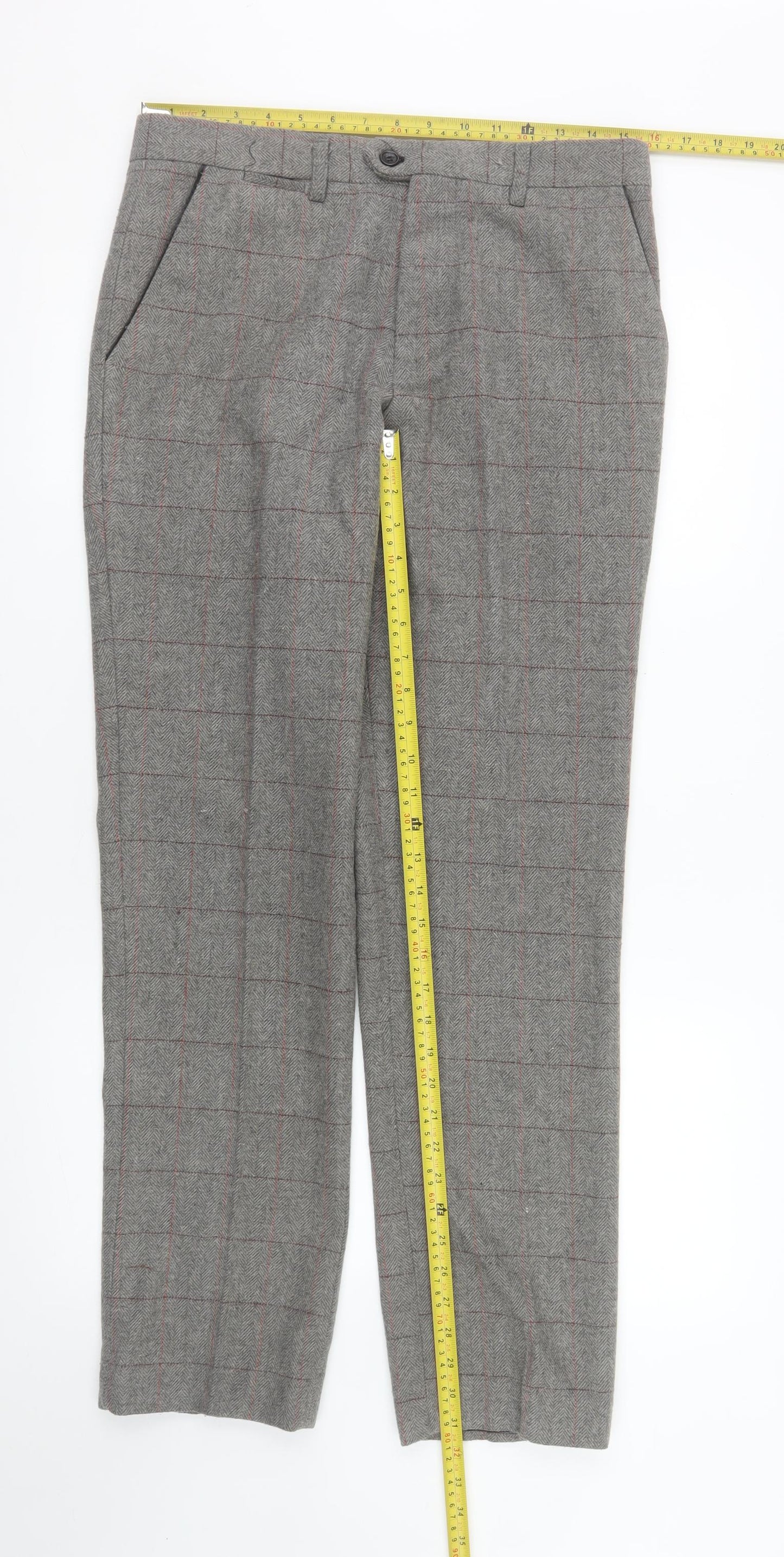 Marc Darcy Womens Grey Check Tweed Dress Pants Size 12 Regular