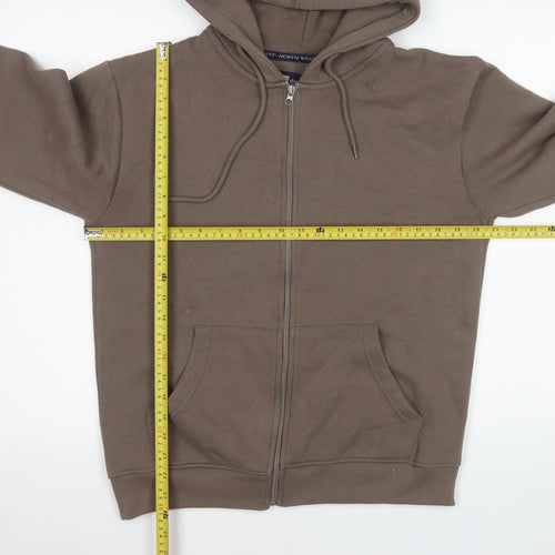 North West Men Brown M Full Zip Hooded Fleece Jacket