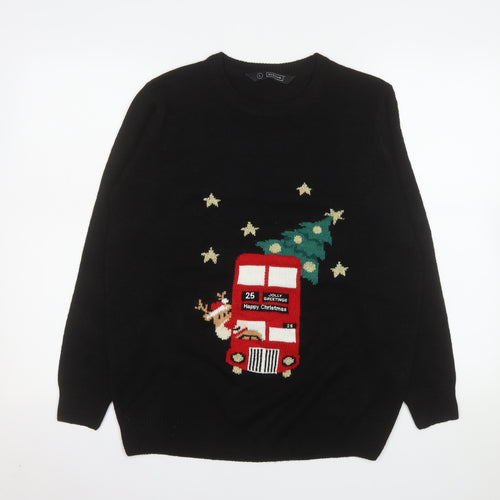 Avenue Womens Black Christmas Pullover Jumper Size L