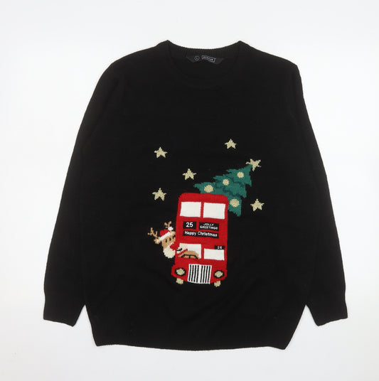 Avenue Womens Black Christmas Pullover Jumper Size L