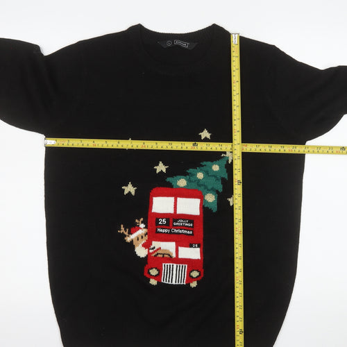 Avenue Womens Black Christmas Pullover Jumper Size L