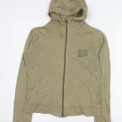 Hooch Women’s Beige Hoodie Jacket Size M Casual Full Zip Cotton