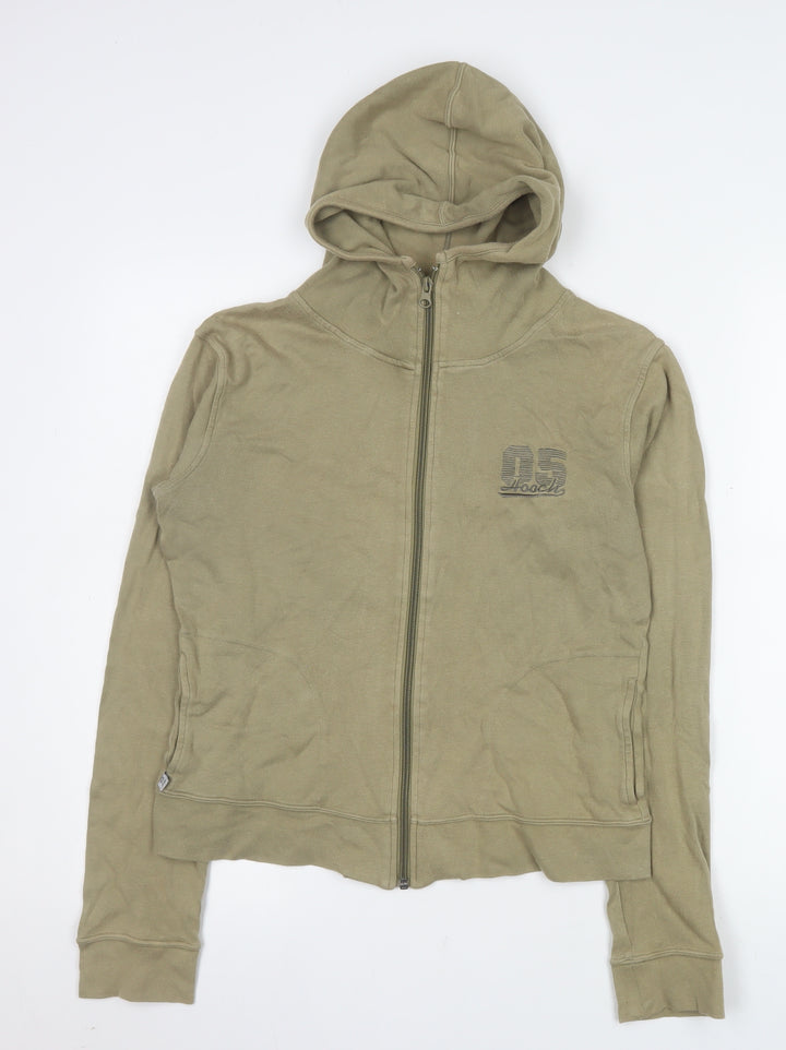 Hooch Women’s Beige Hoodie Jacket Size M Casual Full Zip Cotton