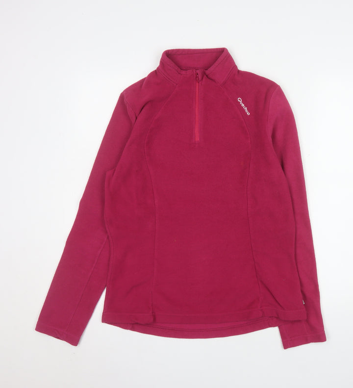 Quechua Women's Pink Fleece 1/2 Zip Pullover Sweatshirt Size 14