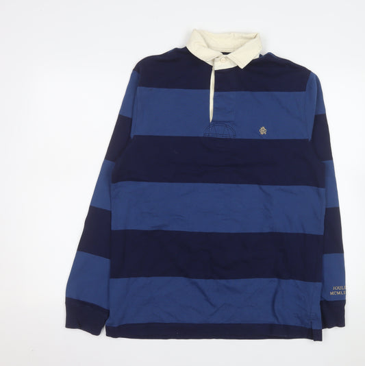 Joules Men’s Blue Striped Long Sleeve Rugby Polo Shirt Size M