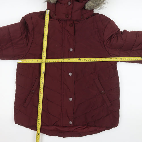 Avenue Women's Red Faux Fur Hooded Puffer Jacket Size 14