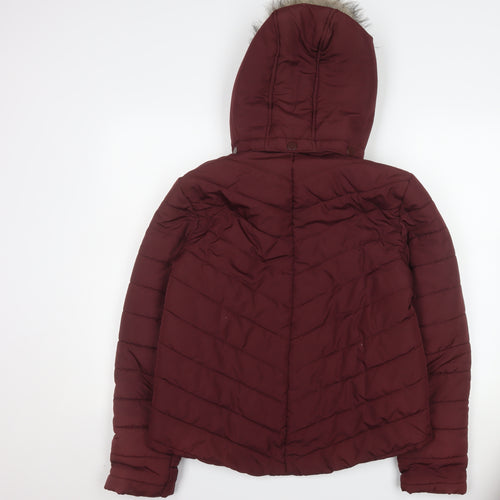 Avenue Women's Red Faux Fur Hooded Puffer Jacket Size 14