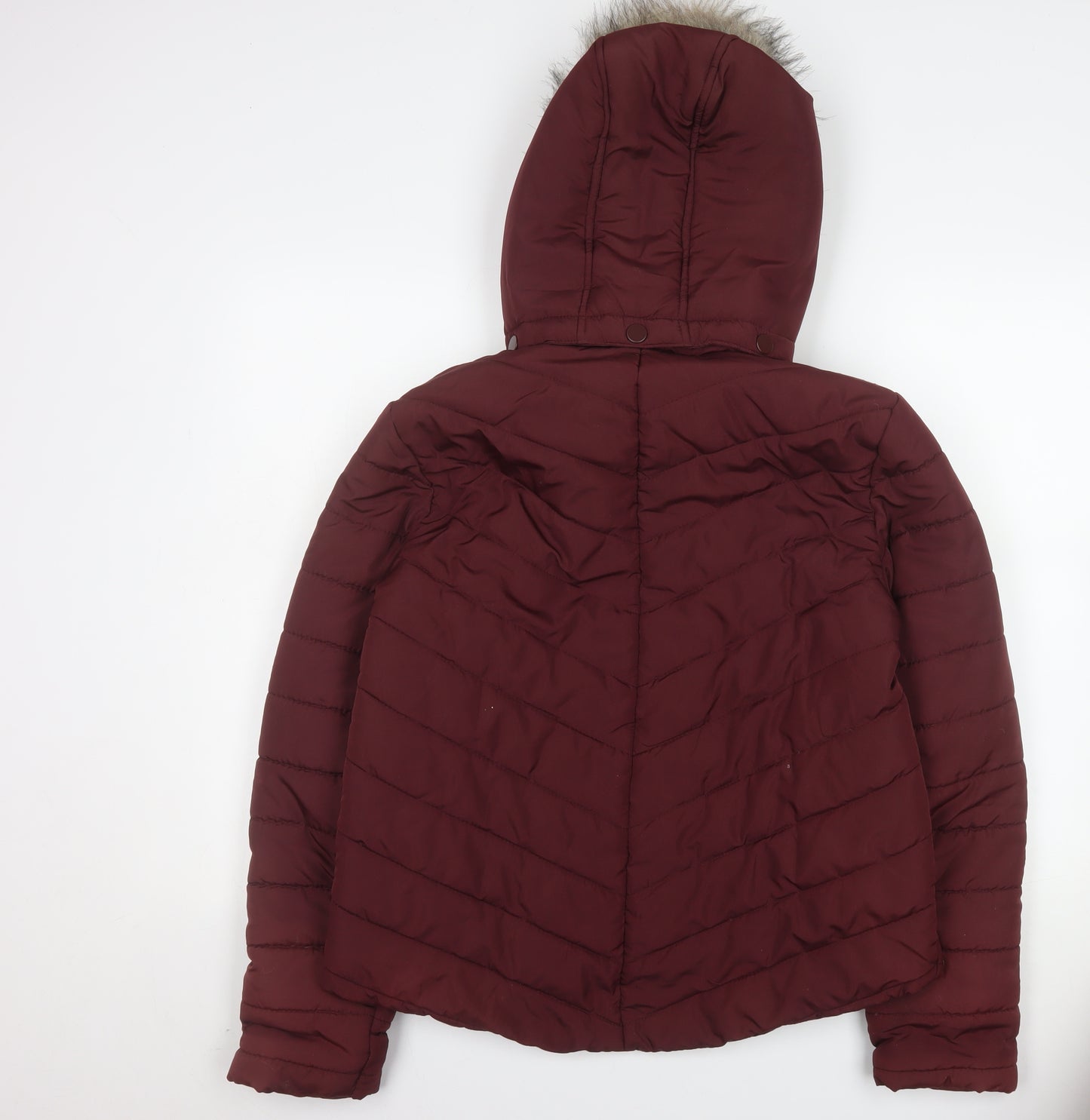 Avenue Women's Red Faux Fur Hooded Puffer Jacket Size 14