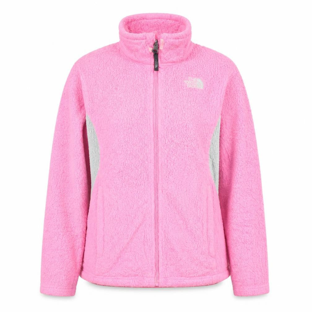 Front view of The North Face Teens Pink Full Zip Fleece Jacket M
