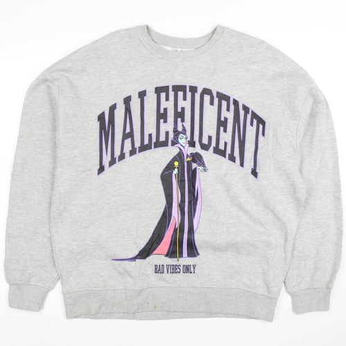 Disney Women Grey Maleficent Graphic Pullover Sweatshirt XS