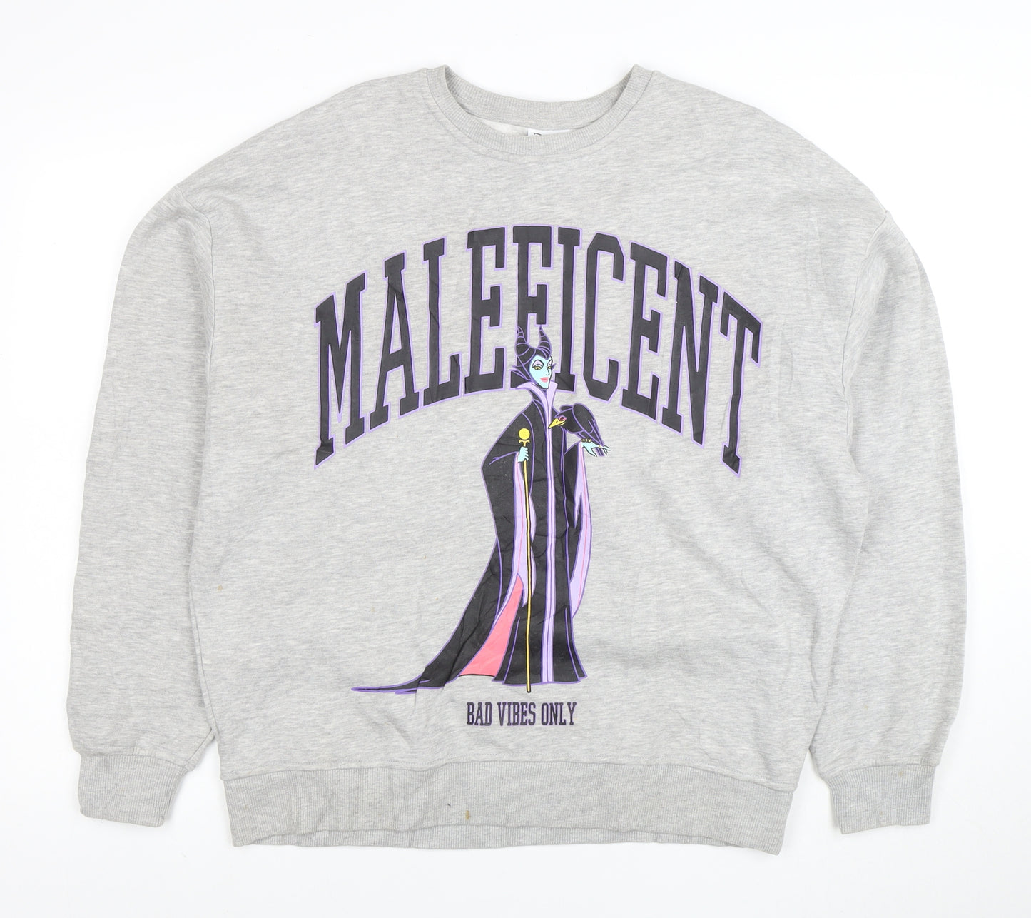 Disney Women Grey Maleficent Graphic Pullover Sweatshirt XS