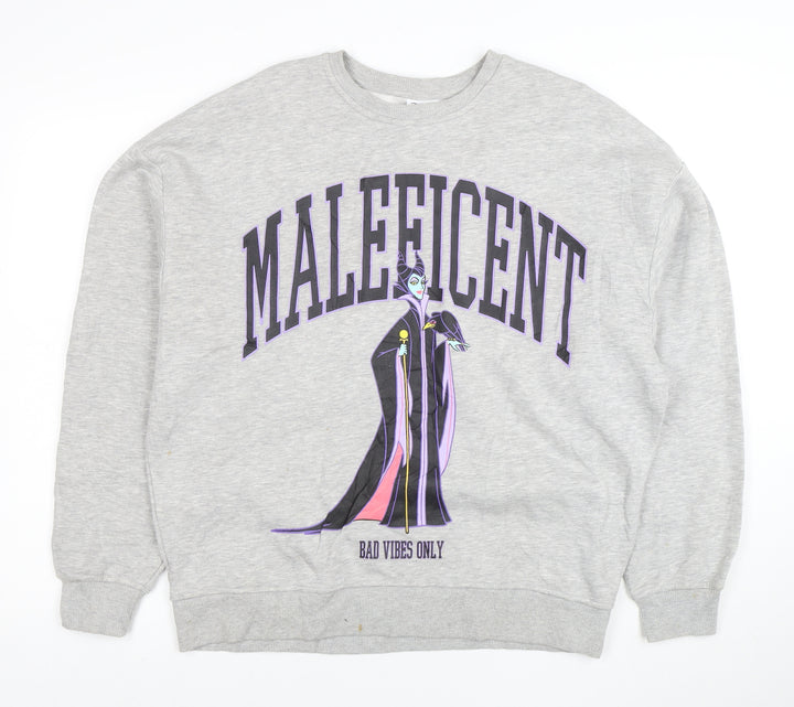 Disney Women Grey Maleficent Graphic Pullover Sweatshirt XS
