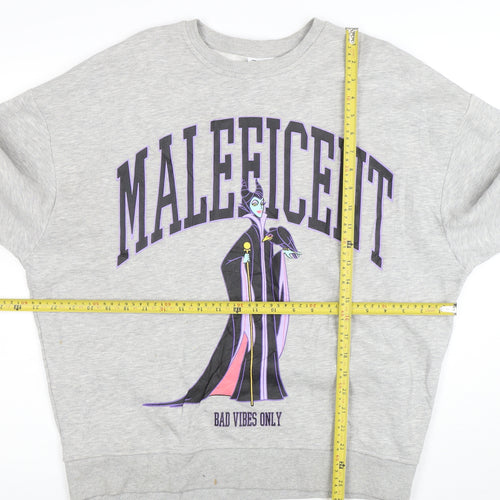 Disney Women Grey Maleficent Graphic Pullover Sweatshirt XS