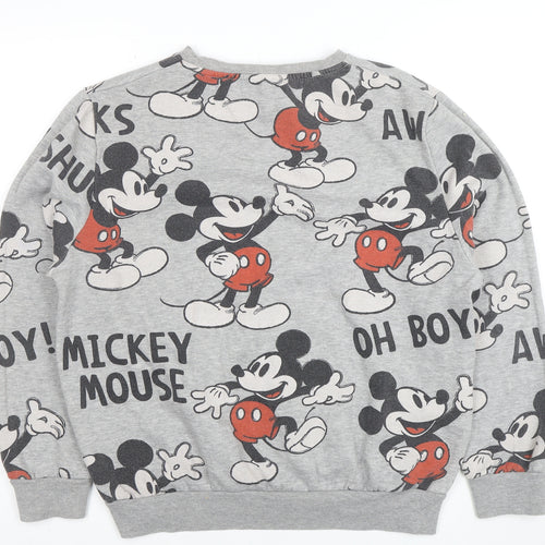 Disney Women Grey Mickey Mouse Print Pullover Sweatshirt M
