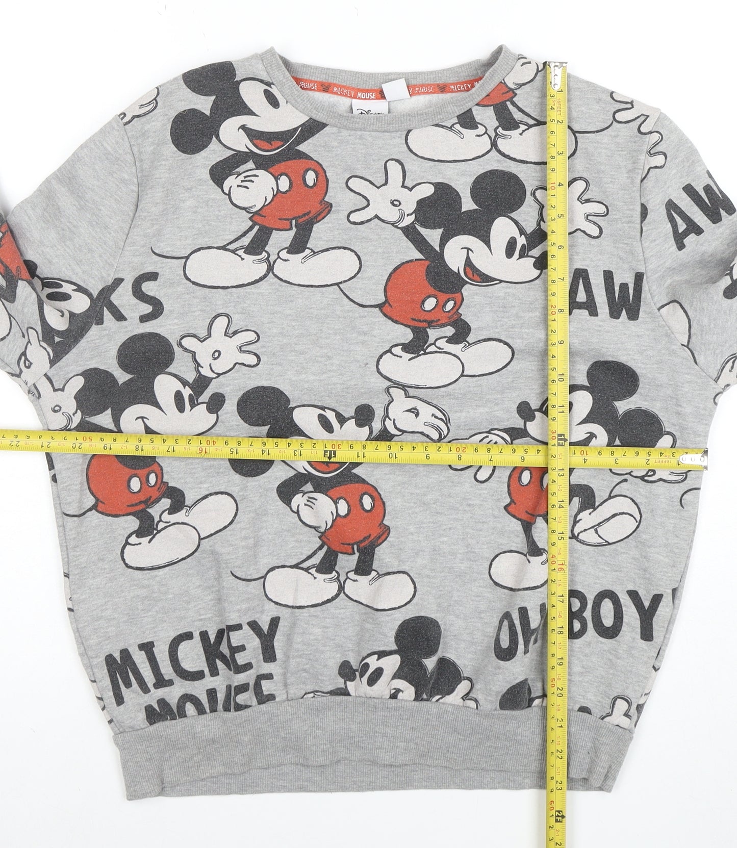 Disney Women Grey Mickey Mouse Print Pullover Sweatshirt M