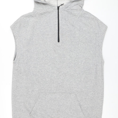 Reebok Men's Grey Sleeveless 1/2 Zip Hoodie Size S