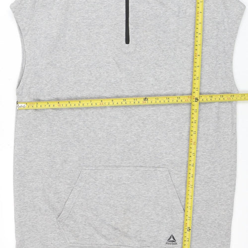 Reebok Men's Grey Sleeveless 1/2 Zip Hoodie Size S