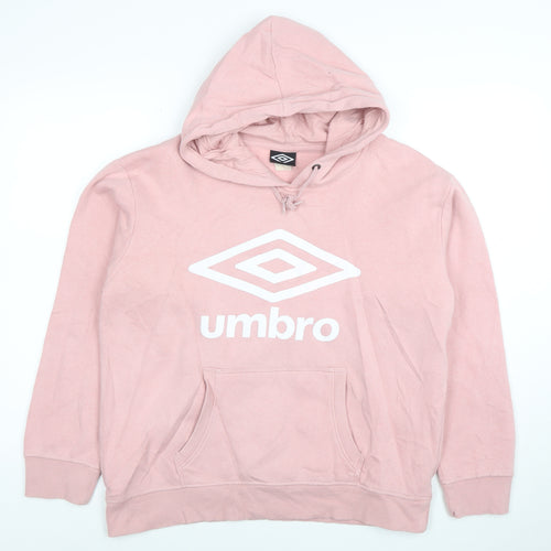 Umbro Women's Pink Pullover Hoodie Size M Cotton Blend Logo Sportswear