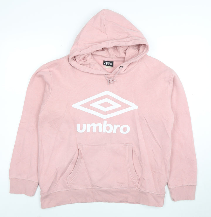 Umbro Women's Pink Pullover Hoodie Size M Cotton Blend Logo Sportswear