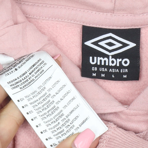 Umbro Women's Pink Pullover Hoodie Size M Cotton Blend Logo Sportswear