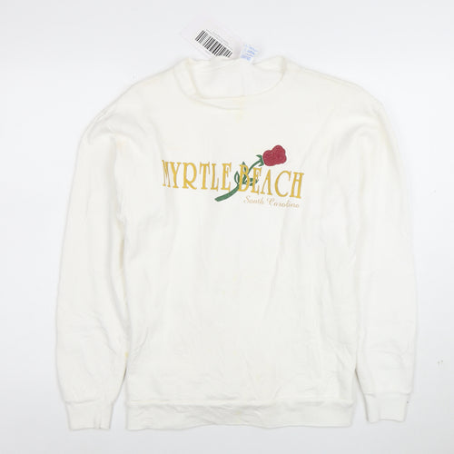 Ocean Fashion Women White Pullover Sweatshirt L Embroidered Myrtle Beach USA