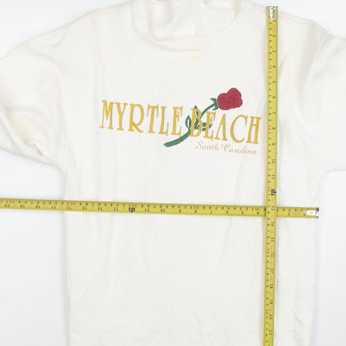 Ocean Fashion Women White Pullover Sweatshirt L Embroidered Myrtle Beach USA